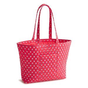 Vera Bradley Hibiscus Bluebell Ditsy East West Tote Bag - Red